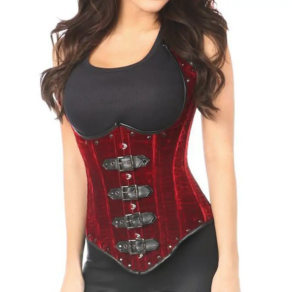 Double row steel boned authentic underbust velvet corset. Western coll –  Corsettery Authentic Corsets USA