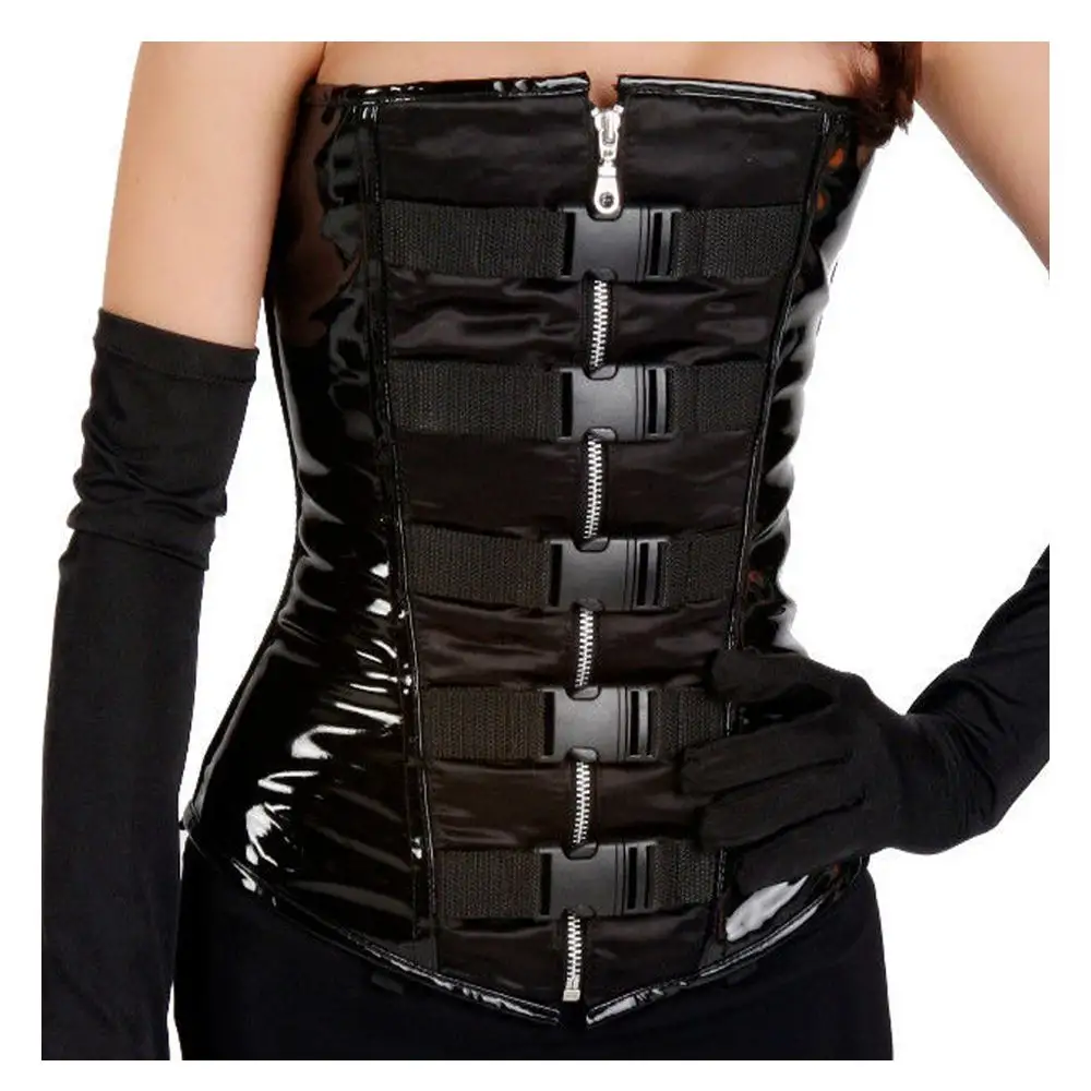 Faux Leather Sexy Corset Top Women Punk Gothic Corsets Waist Belt Vest  Bustier