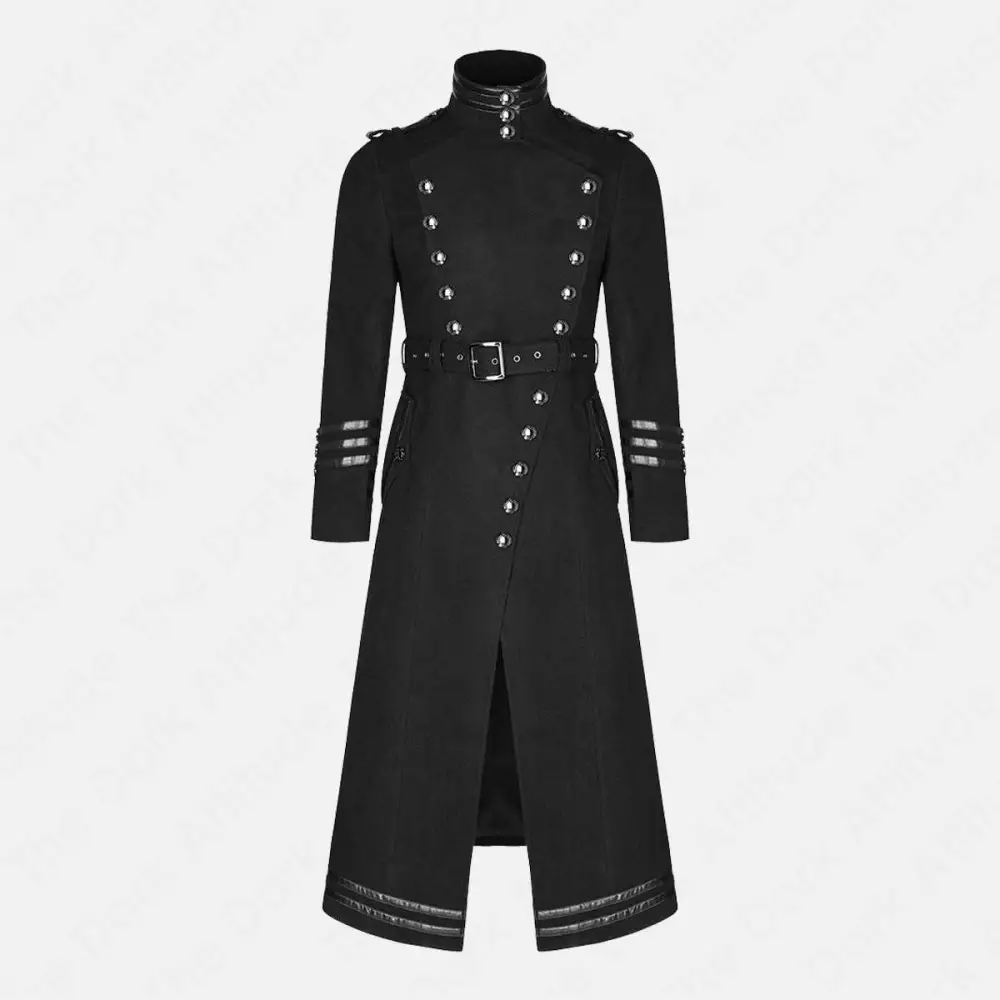 Women”s Steampunk Military Coat Jacket Long Black Red Gothic Uniform