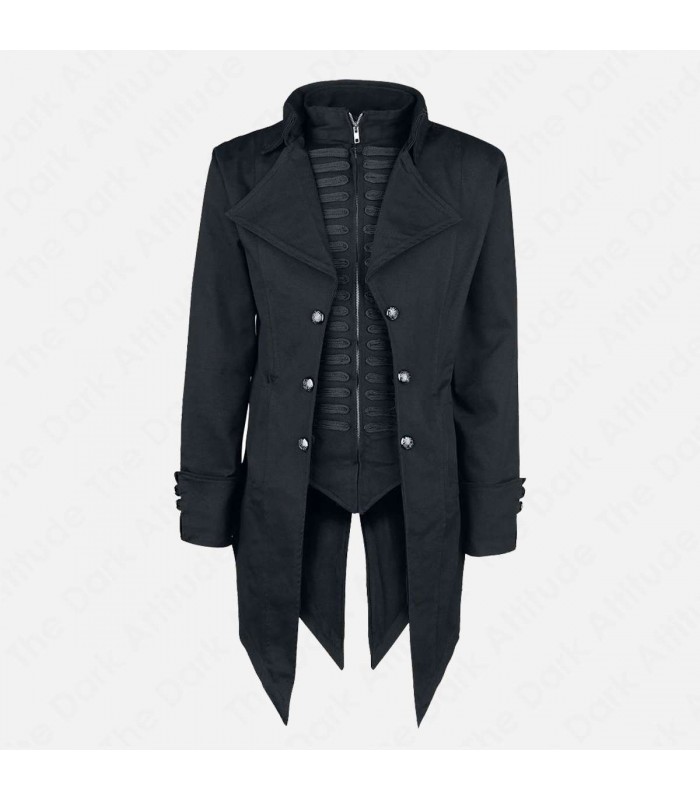 Mens Gothic Steampunk Tailcoat Victorian Black Tailcoat Jacket