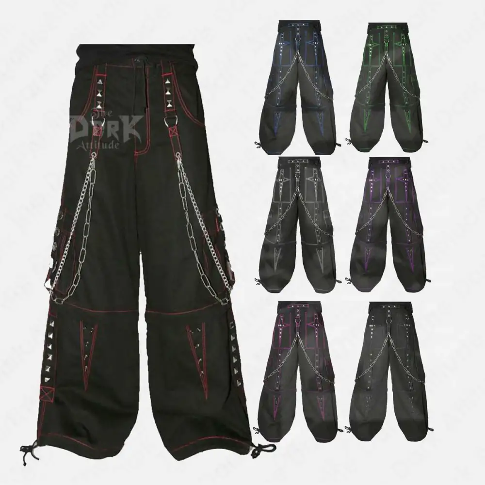 EMO Studded Bondage Baggy Pants Punk Chains Straps Black Fetish