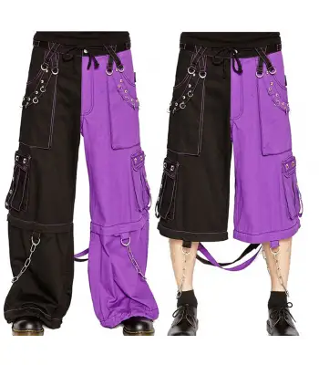 Mens Gothic Loose Wide Leg Baggy Bondage Pants Kendo Style Chain