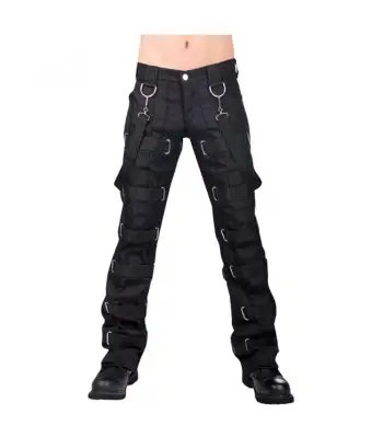 Women Gothic Bondage Rock Black Punk Buckle Zips Chain Strap  Trouser/Pants/USA (Small) at  Women's Clothing store