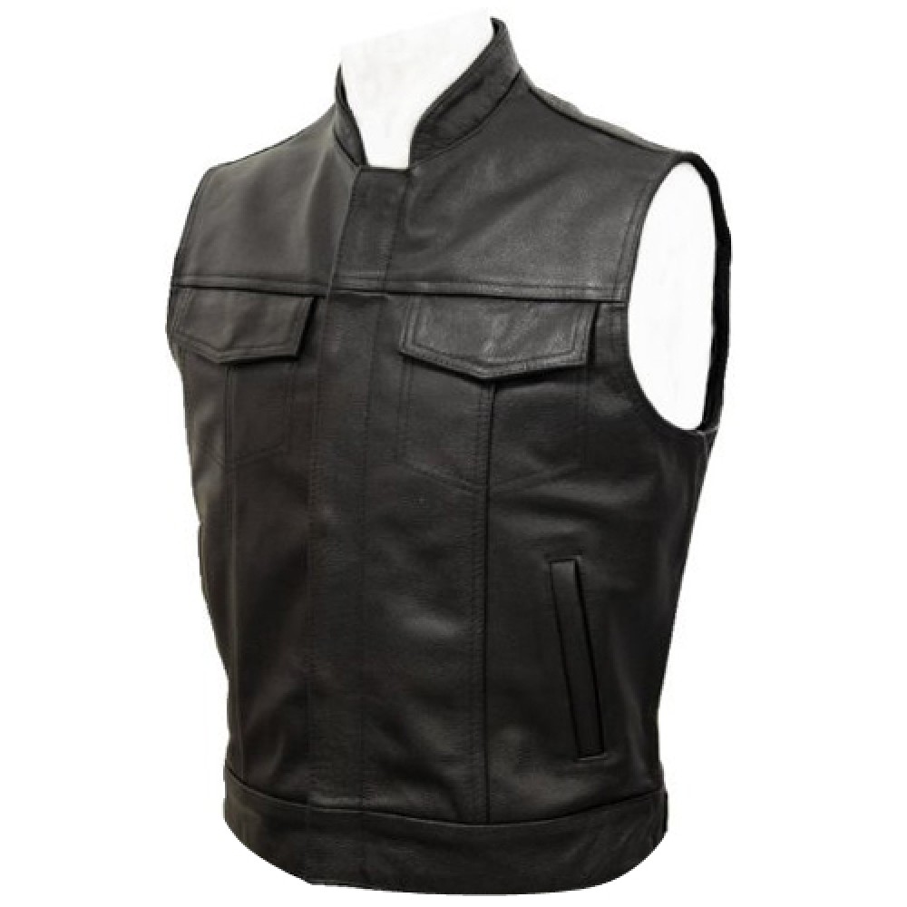 Men Steampunk Black Soft Nappa Leather Vest Goth Coat | Gothic Clothing