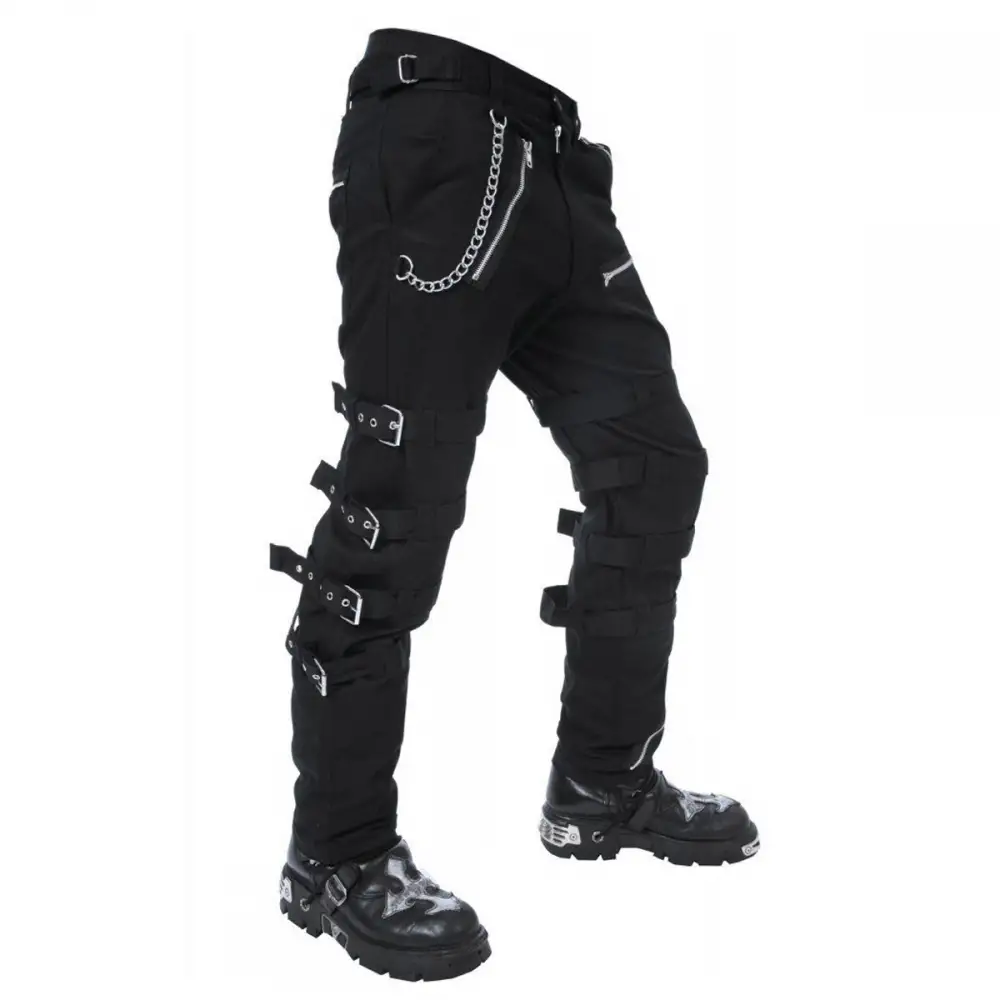 Mens Dead Threads Goth Punk Morte Pant Chain Buckle Trouser