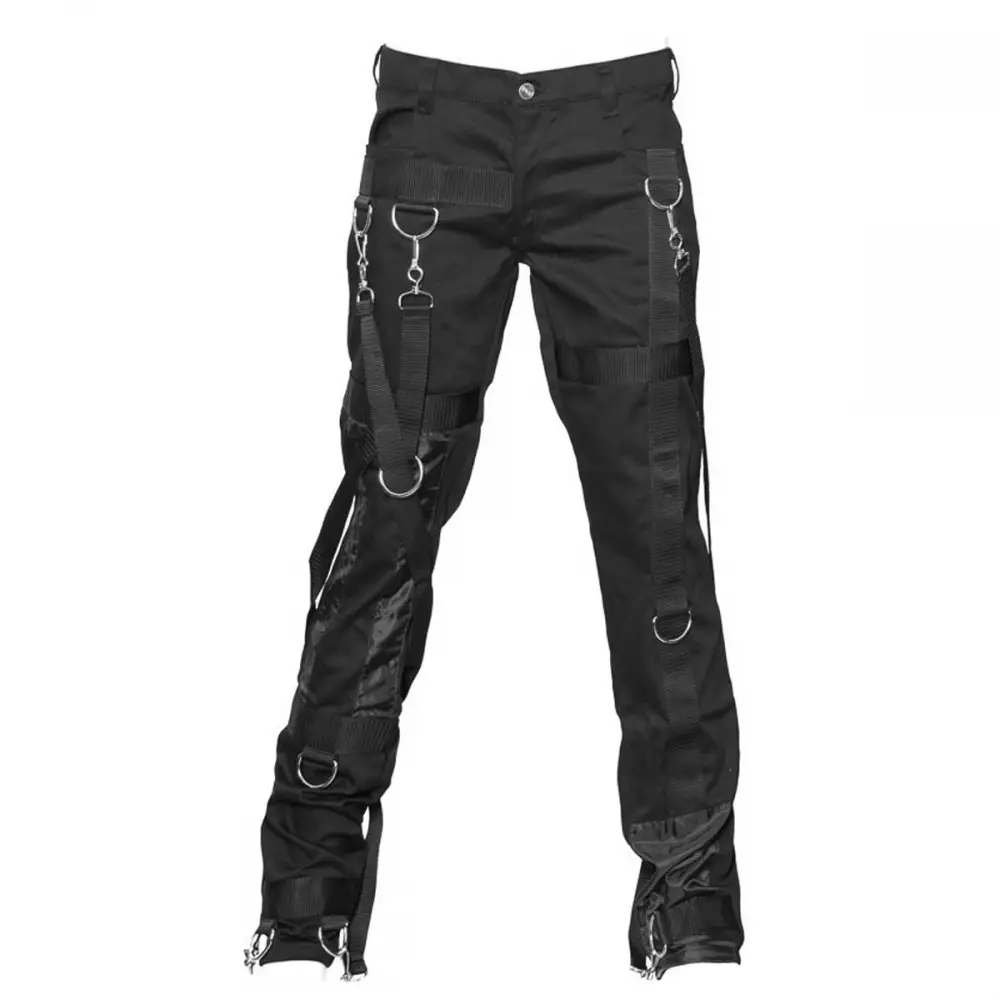 Mens Rockstar Style Genuine Black Leather Biker Pant